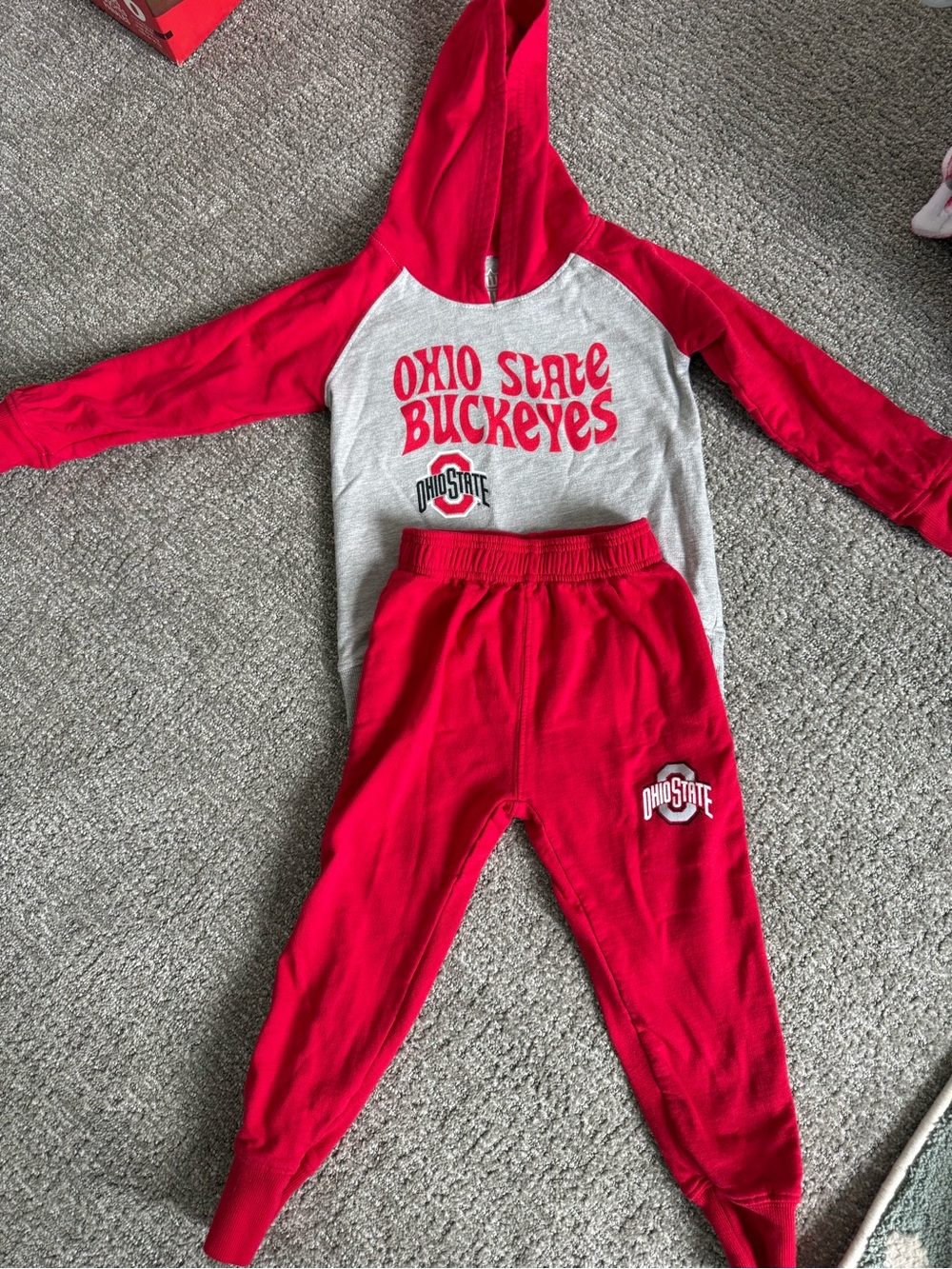 3T Ohio State Buckeyes Kids Red Hoodie & Jogger Set